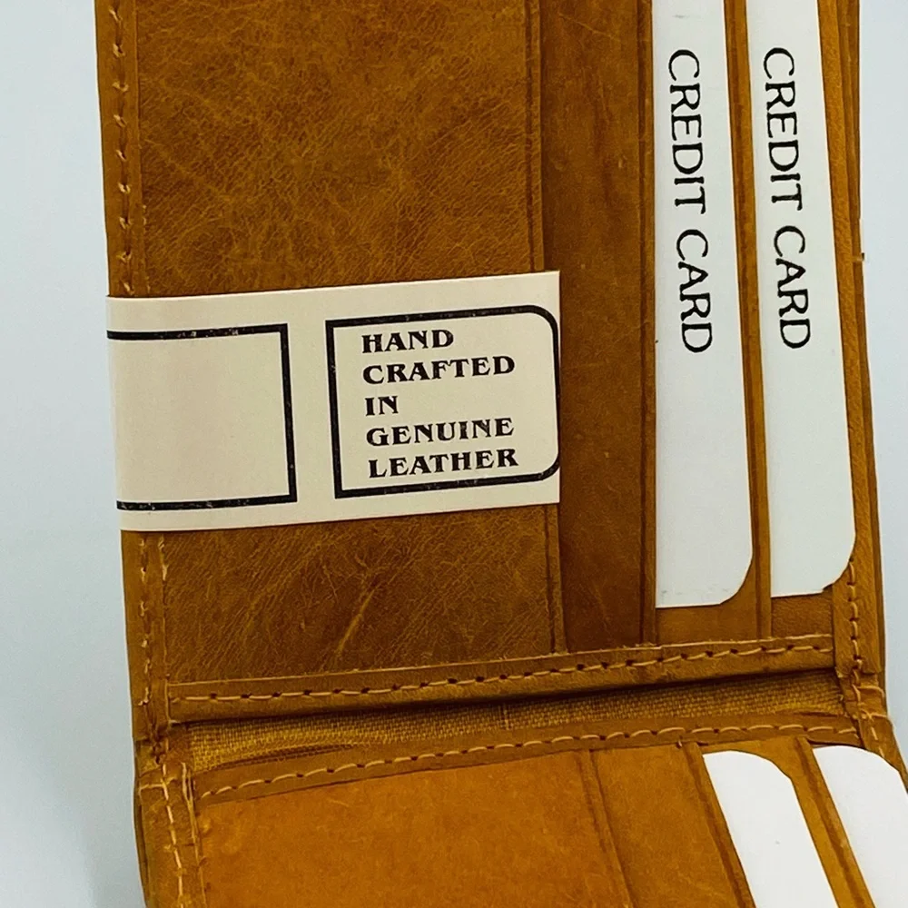 Bi-Fold Wallet BUNDLE Hand Crafted Genuine Leather (7) Pieces as pictured NEW!!